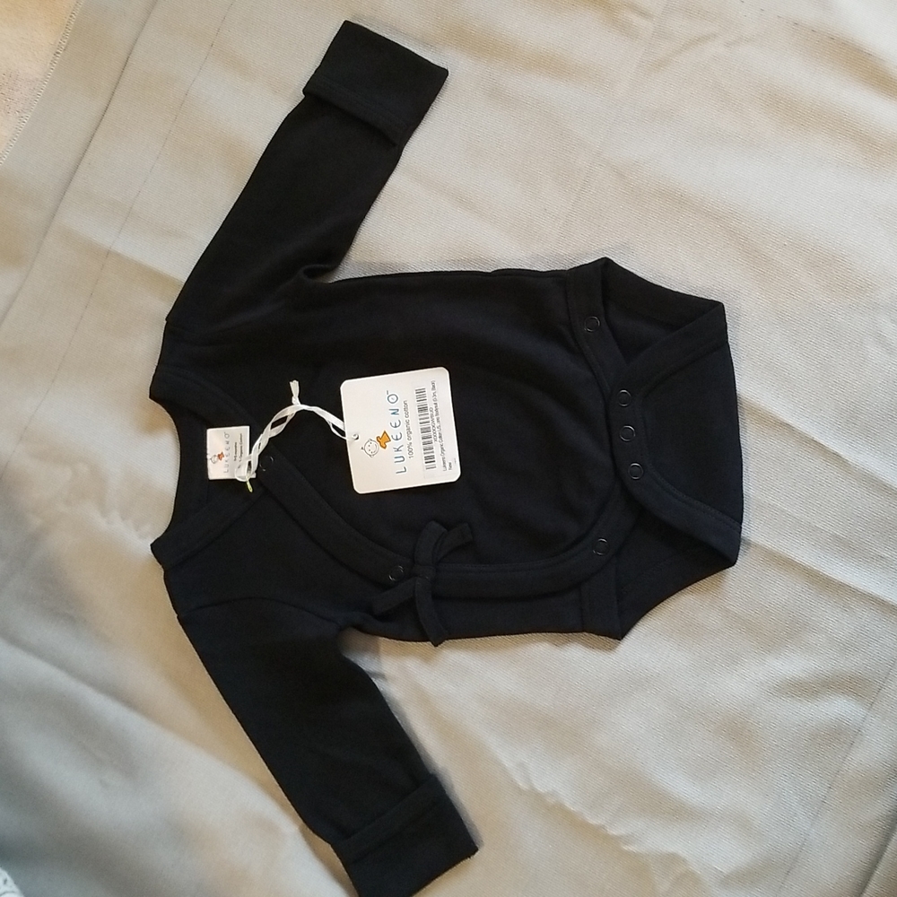 ORGANIC COTTON BABY BODY SUIT 0-3 MONTHS BY LUKEENO  IN BLACK